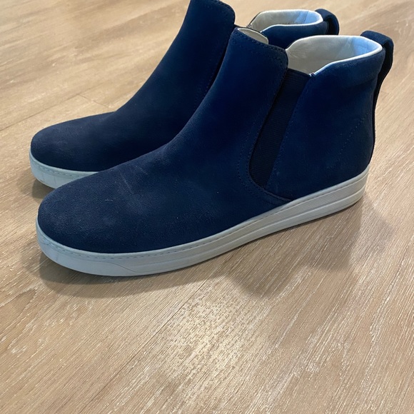 Prada Suede High-Top Slip-On Sneaker, Navy - Picture 2 of 8